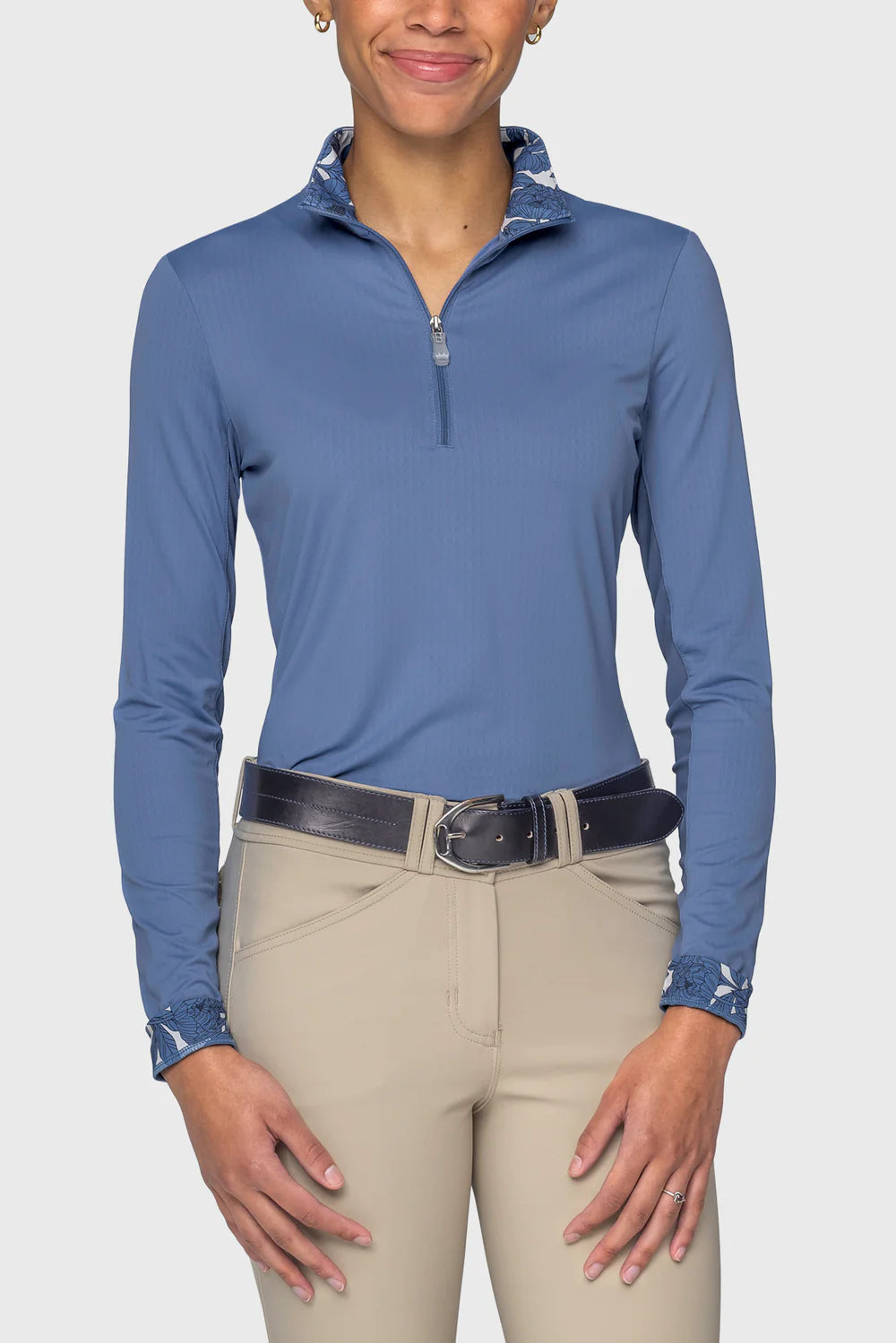 Kastel Long Sleeve Pacific Blue Solid W/Wild Rose Inner Print