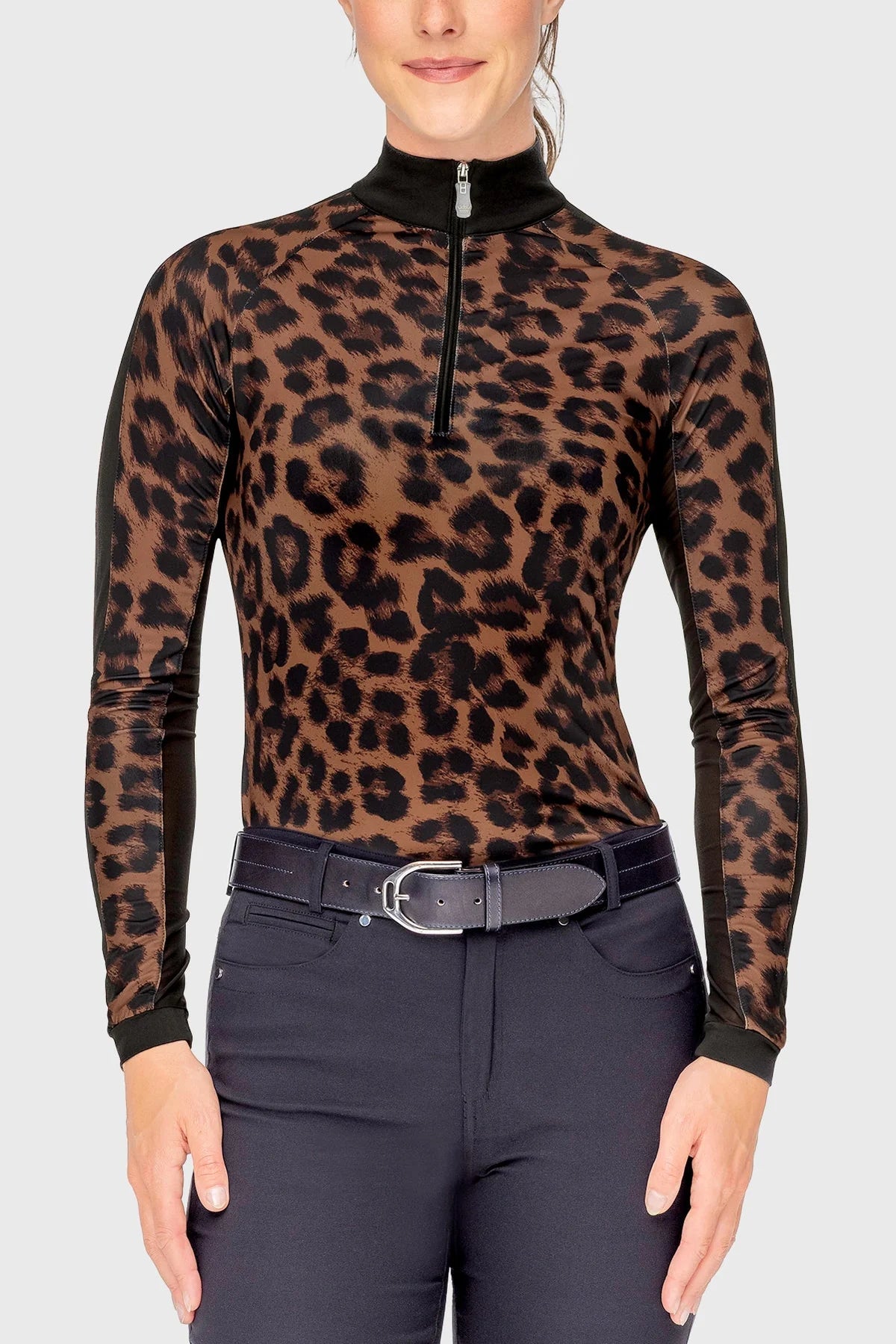 Kastel Long Sleeve Espresso Leopard 1/4 Zip