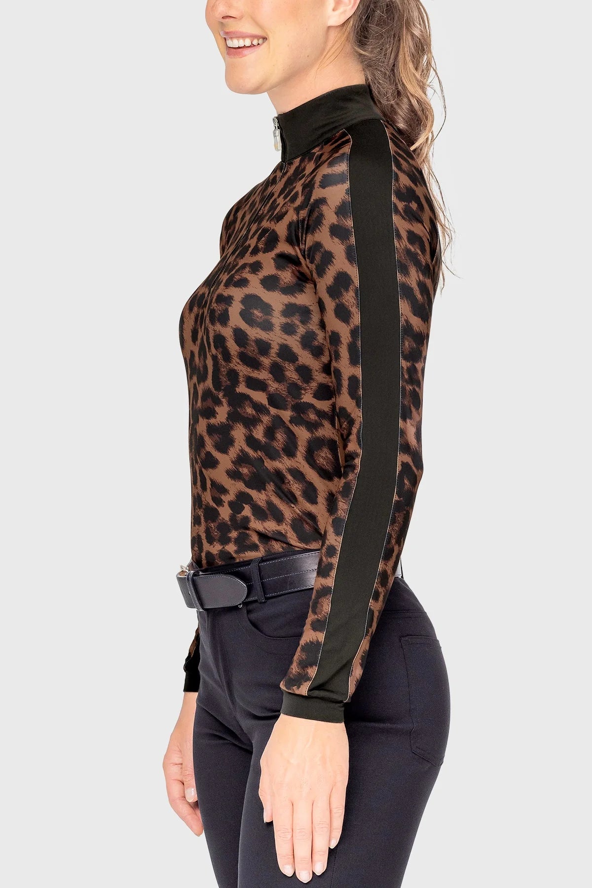 Kastel Long Sleeve Espresso Leopard 1/4 Zip