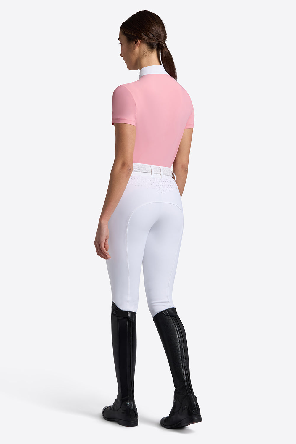 Rider's Gene S/S Jersey w/Strass Zip Competition Shirt - Peony