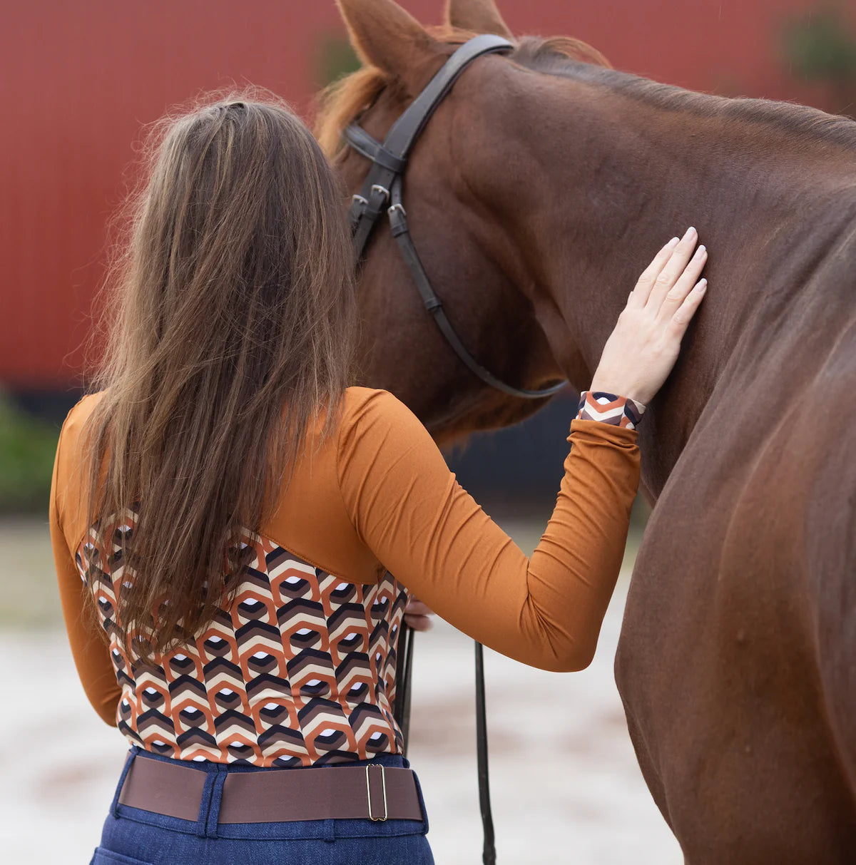 Novella Equestrian The Dancer Shirt Rust Geometric