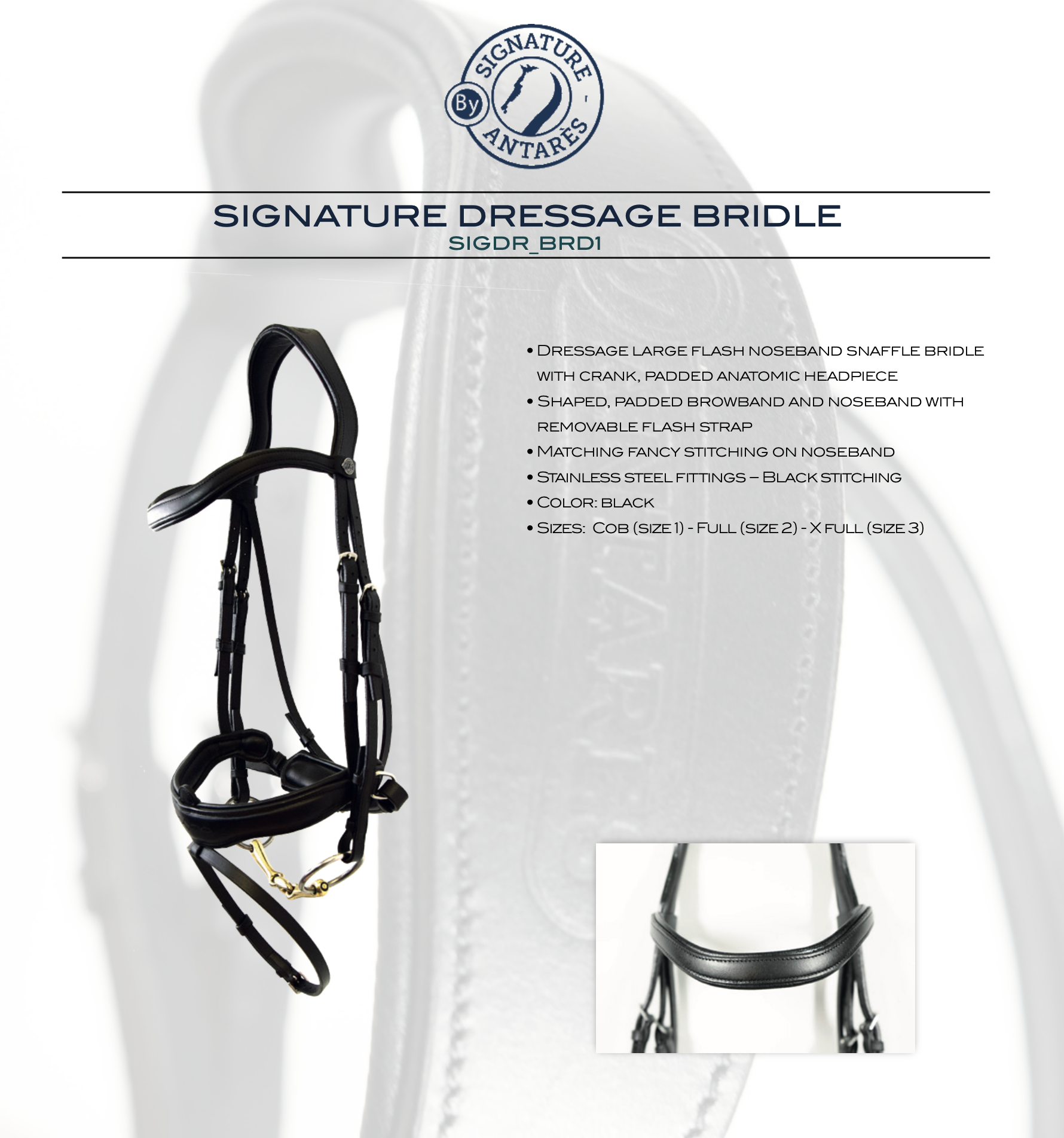 Gee Gee Equine Antares Signature Bridon Dressage Bridle