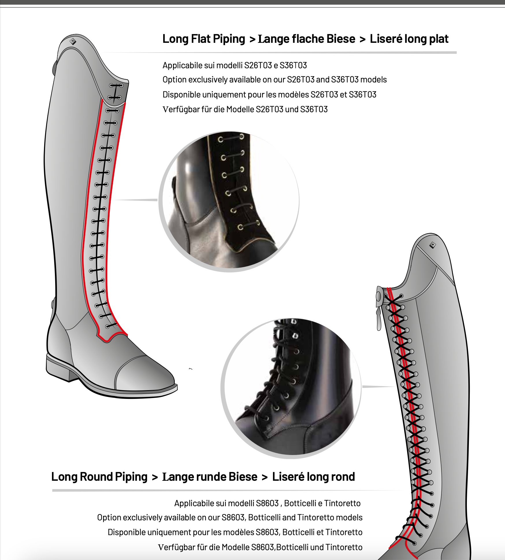 Tricolore Dressage Line Decorative Pin / Piping Options