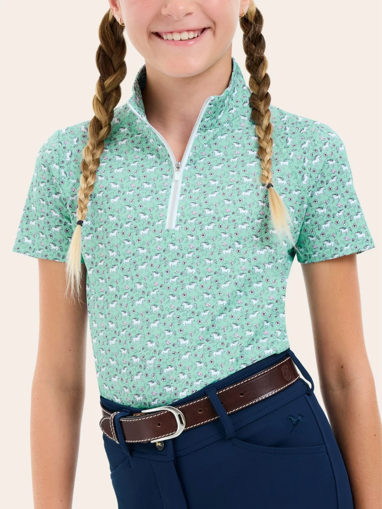 RJ Classics Lucy Jr. Short Sleeve 1/4 Zip Shirt - Flower Power