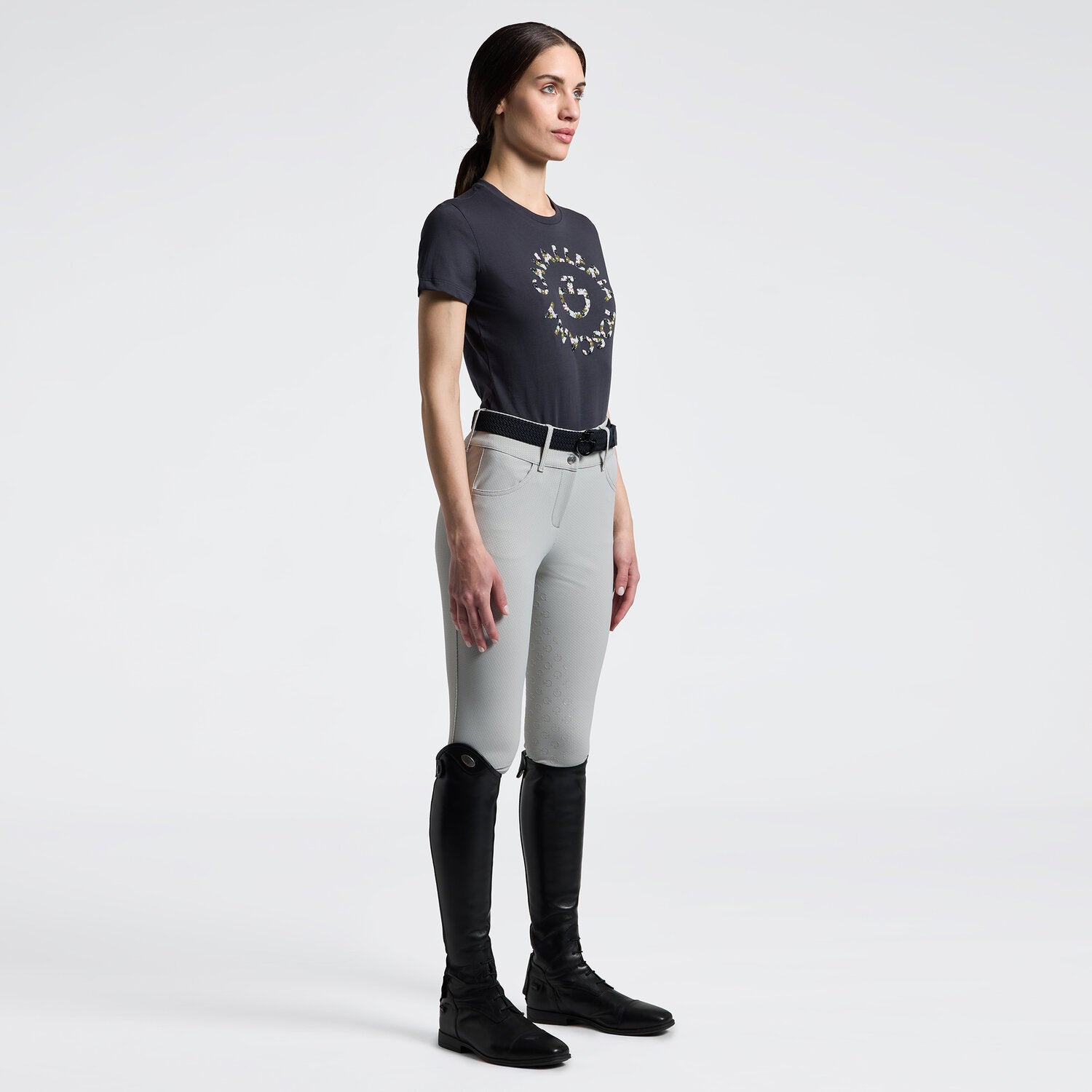 Cavalleria Toscana Floral Embroidery T-Shirt - Charcoal