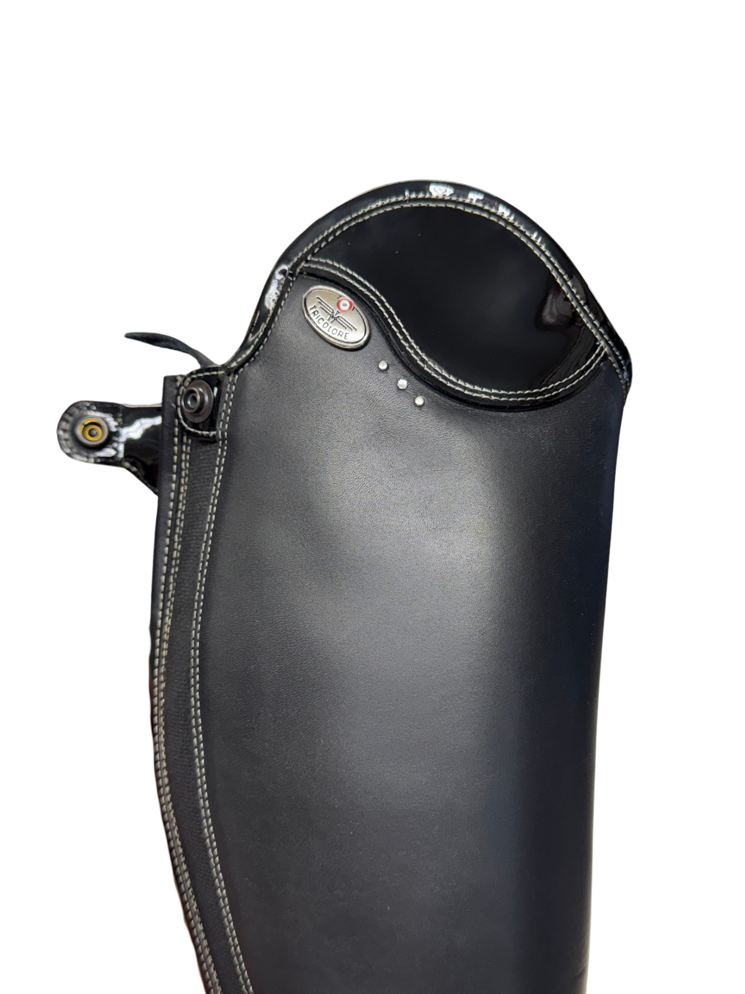 Tricolore by DeNiro Salentino Boot - Smooth Black, Patent Black top, Patent Black details