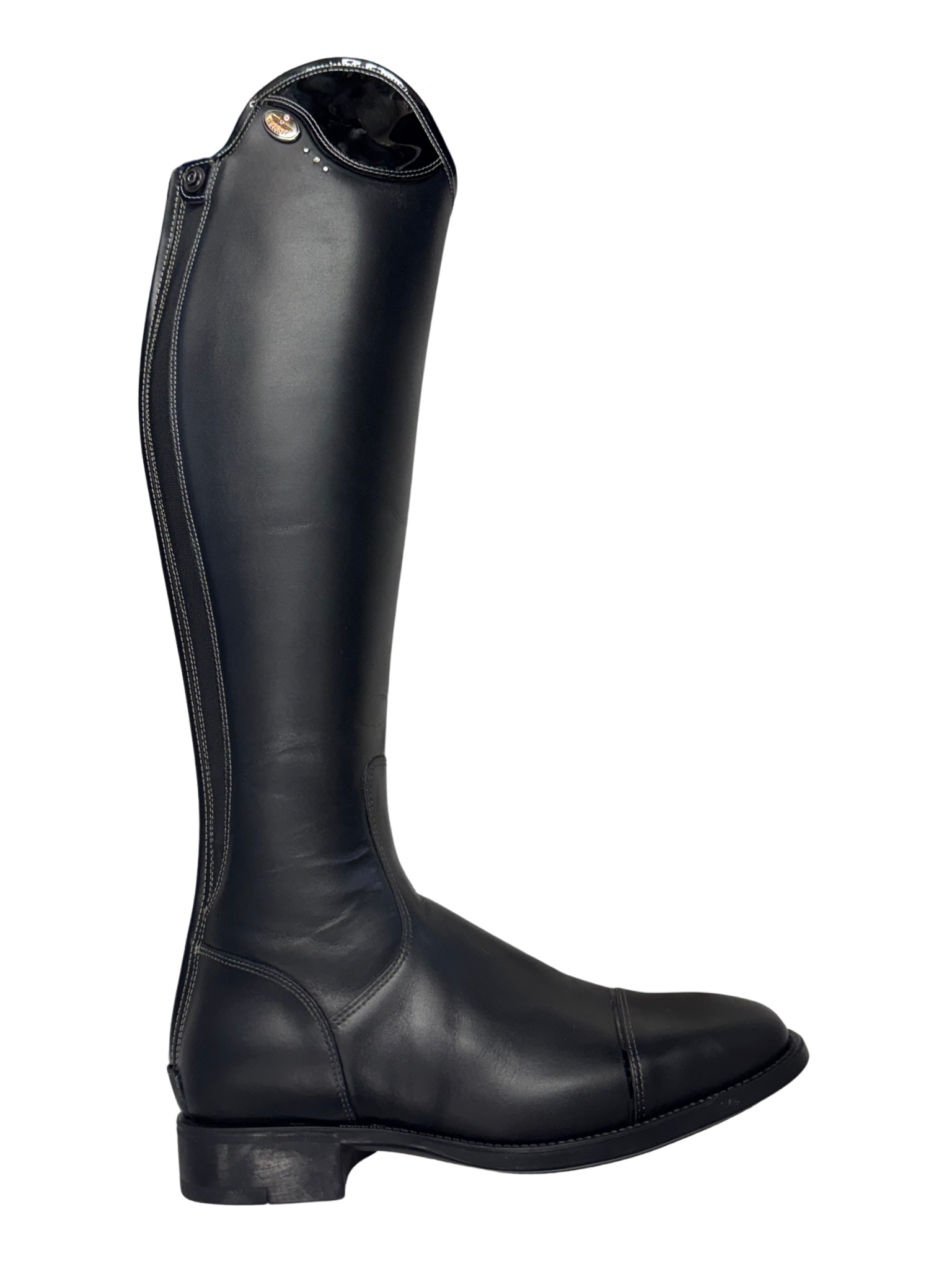 Tricolore by DeNiro Salentino Boot - Smooth Black, Patent Black top, Patent Black details