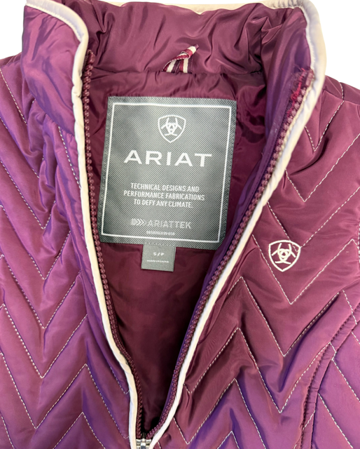 USED Ariat Tek Ashley Western Women's Quilted Vest Small - Burgandy Plu