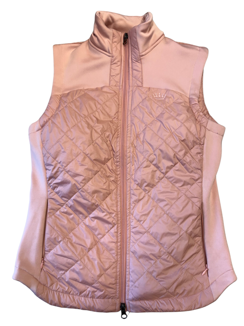 USED Kastel Denmark Women's XS Quilted Vest - rose pink/dusty blush