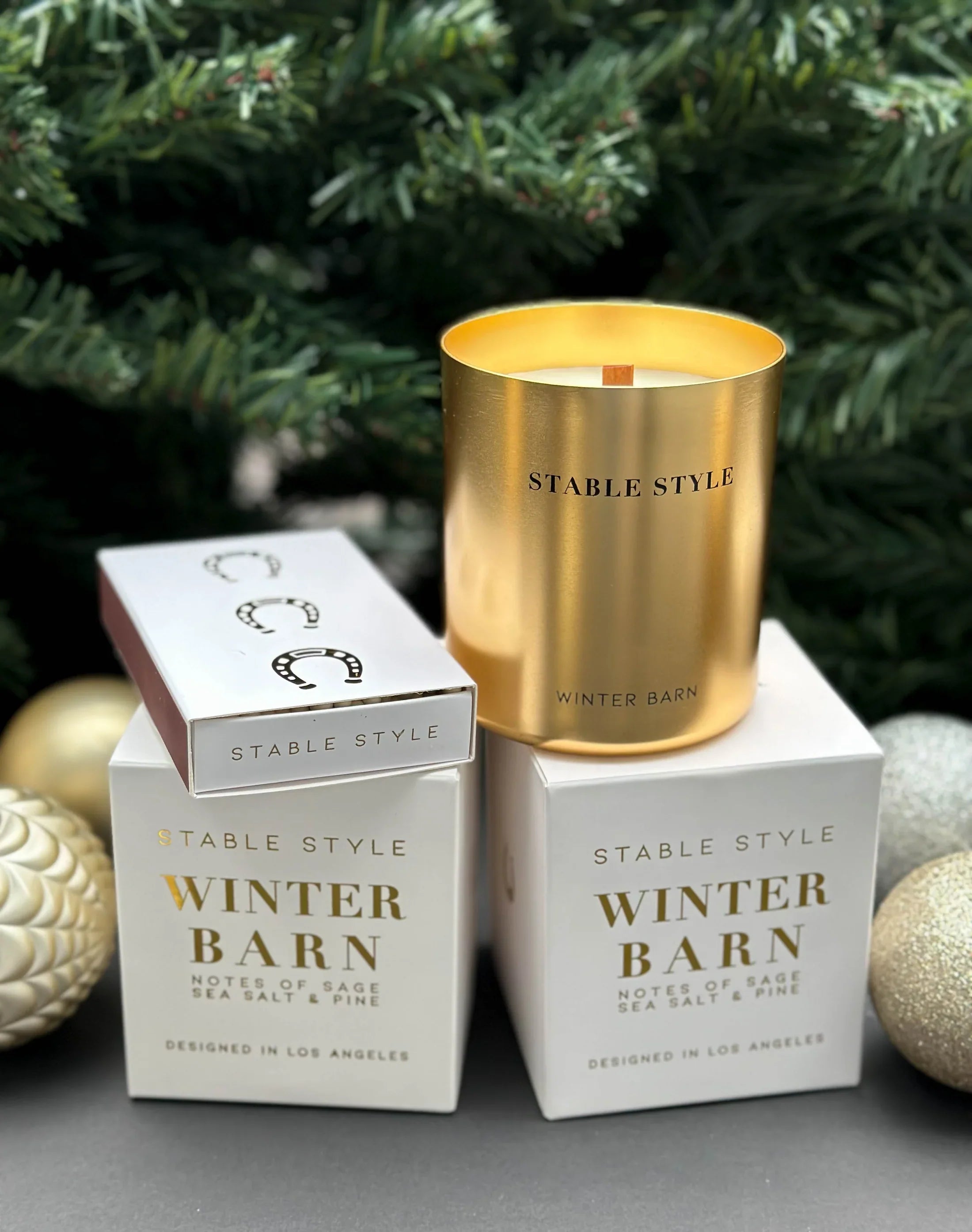 Stable Style Winter Barn Gold Candle