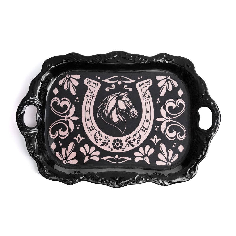 Lucky Charm Horseshoe 18" Melamine Serving Tray