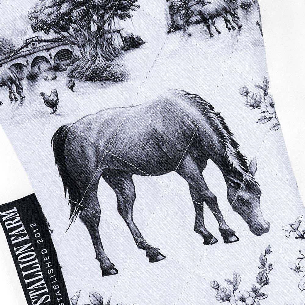 Blue Stallion Farm Farm Toile Cotton Oven Mitts Full Pair