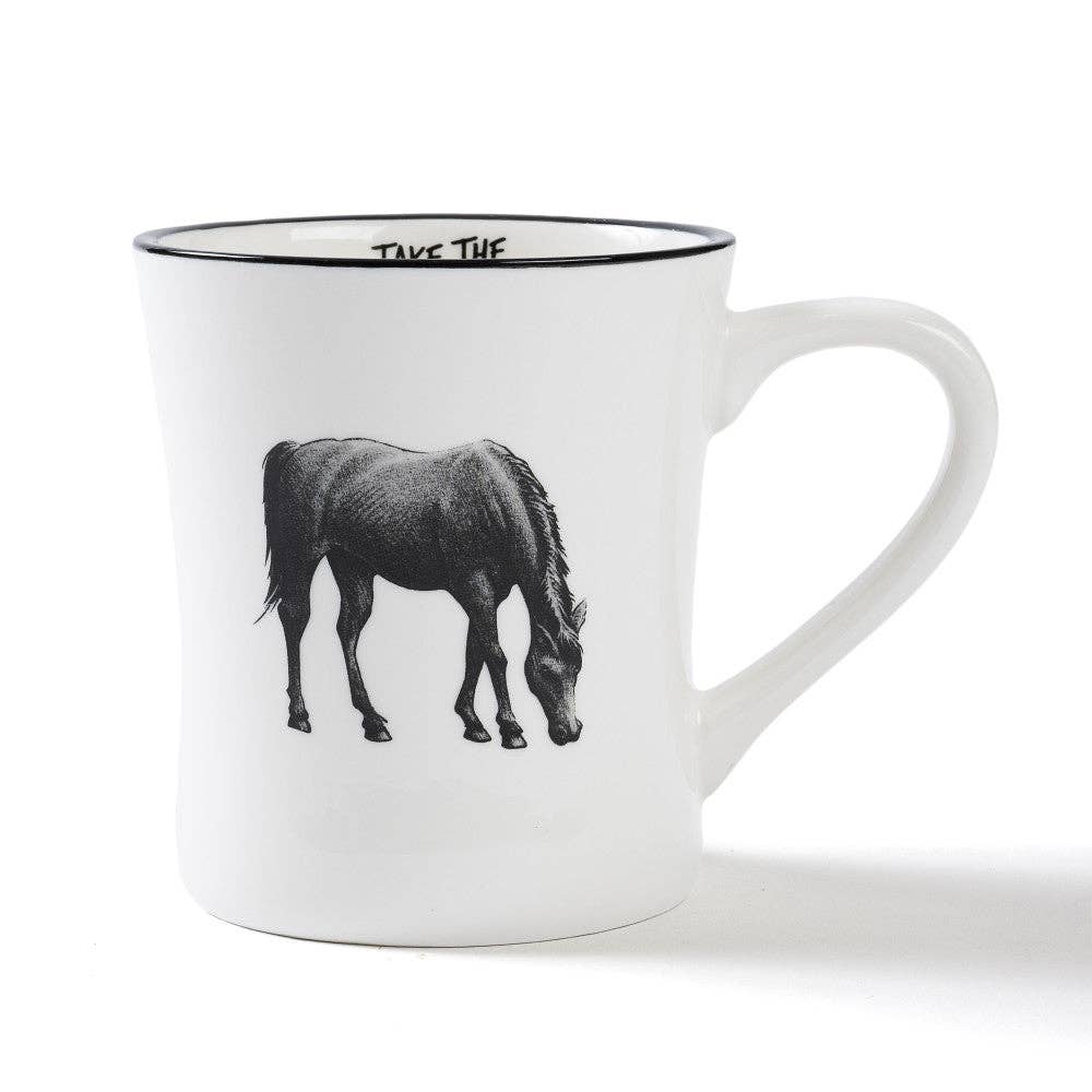 Black & White Rocky the Horse Ceramic Coffee & Tea Mug