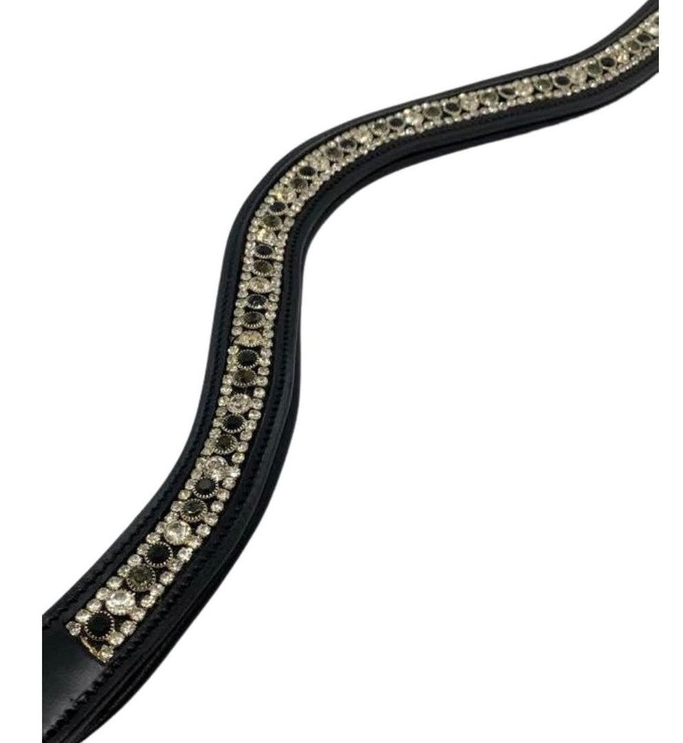 Black Oak Curved Cameo Browband - Black