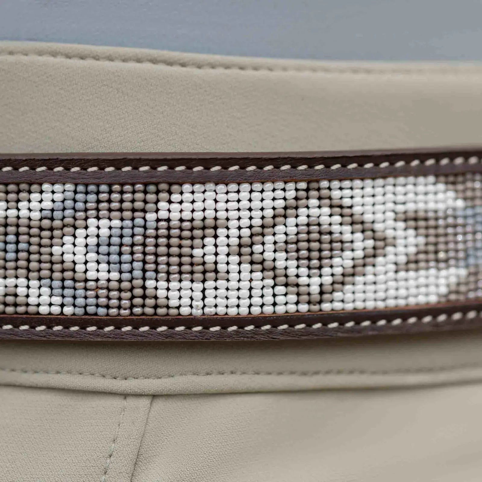 Equinavia Estelle Hand Beaded Belt - Dark Brown/Light Olive