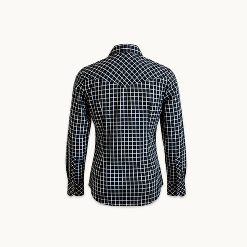 Milton Menasco Colt Western Shirt In Black Plaid Check
