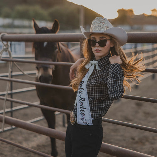 Milton Menasco Colt Western Shirt In Black Plaid Check
