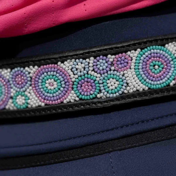 Equinavia Estelle Hand Beaded Belt - Black/Circles