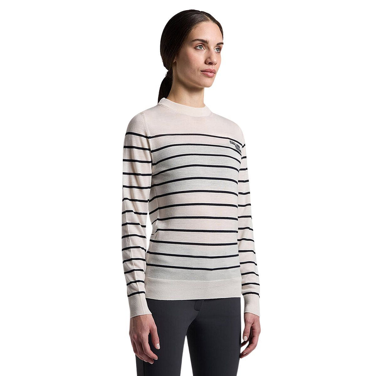 Cavalleria Toscana Women's Merino Stripe Crew Neck Sweater