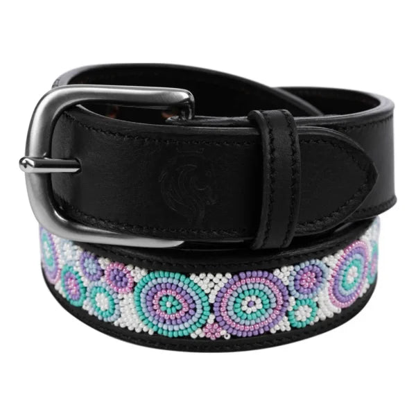 Equinavia Estelle Hand Beaded Belt - Black/Circles