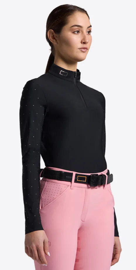 Rider's Gene L/S Jersey w/Strass Button Competition Shirt - Black