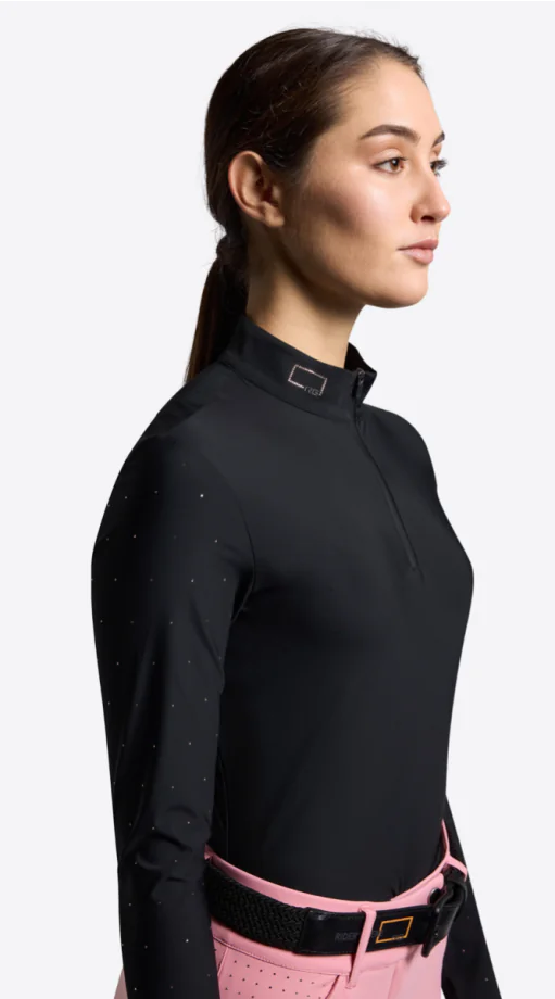 Rider's Gene L/S Jersey w/Strass Button Competition Shirt - Black