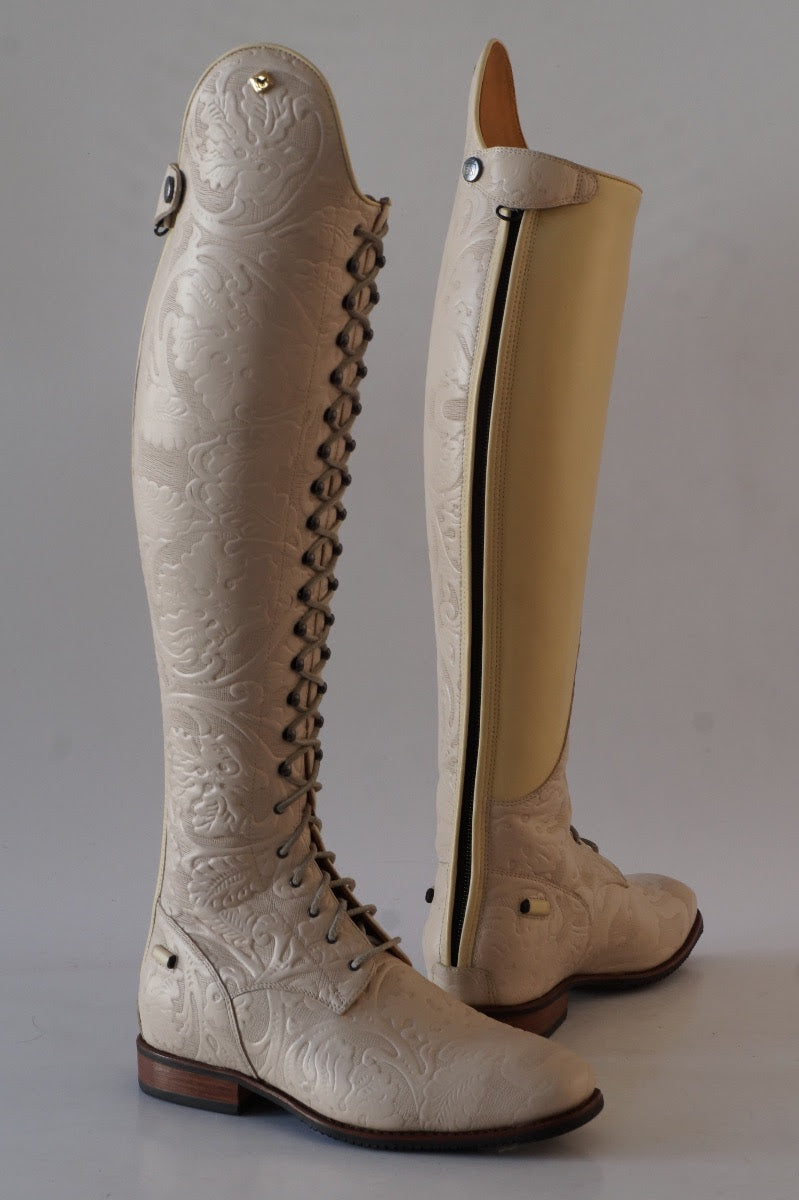 DeNiro Botticelli Cream Embossed Leather Dressage Boot