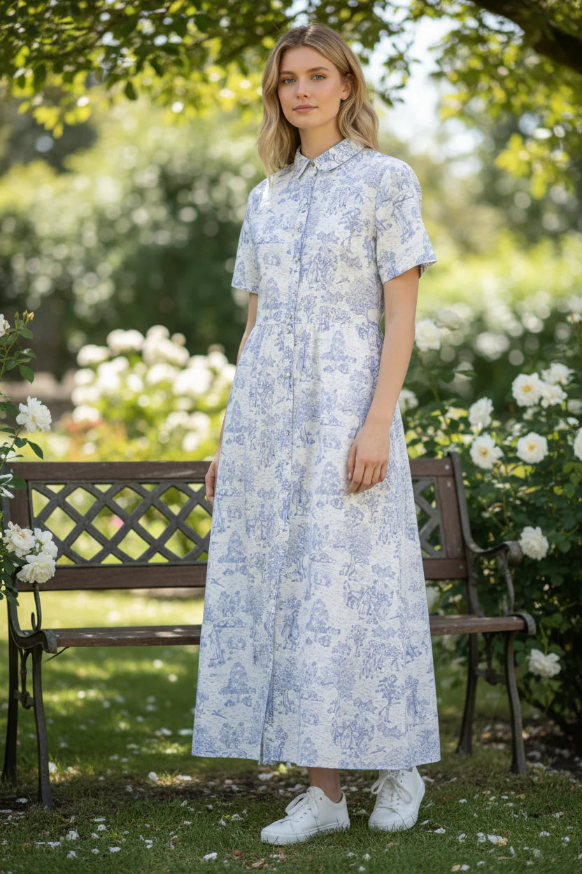 Barbour Westeria Midi Dress - Ink Blue Print