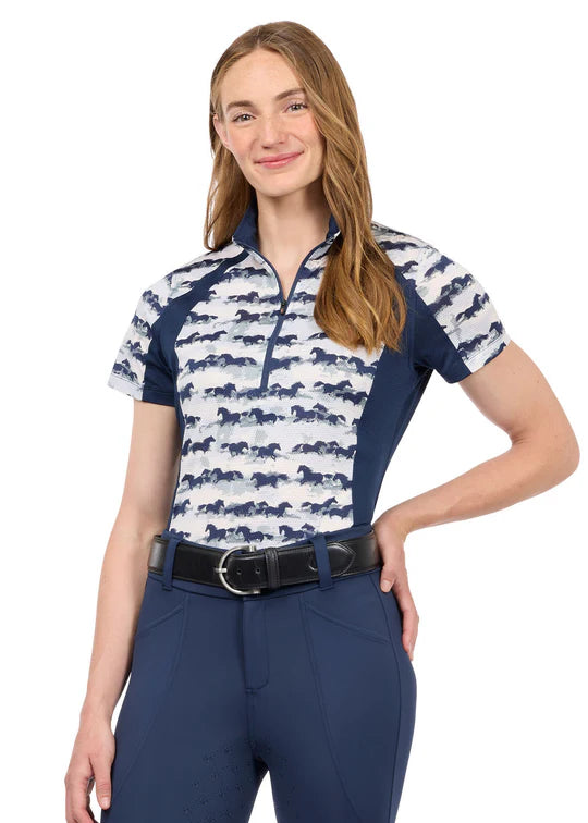 Kerrits Equibreeze Ice Fil Short Sleeve Shirt - Berry Brushstroke/Regal