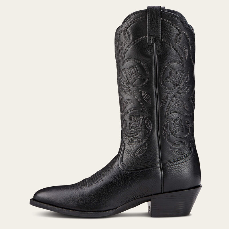 Ariat Women's Heritage Western R Toe Boot - Black Deertan