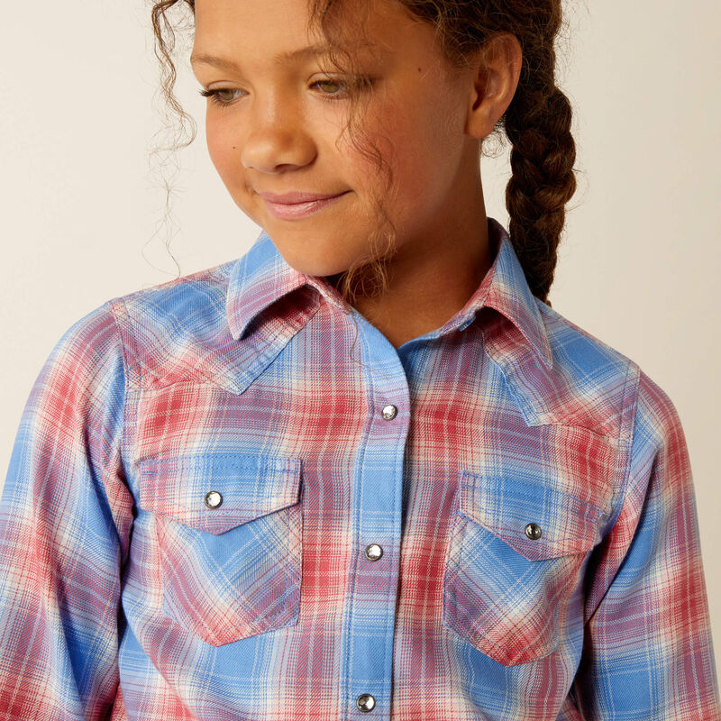 Ariat Girls Sammy Snap Long Sleeve Shirt Berry Plaid