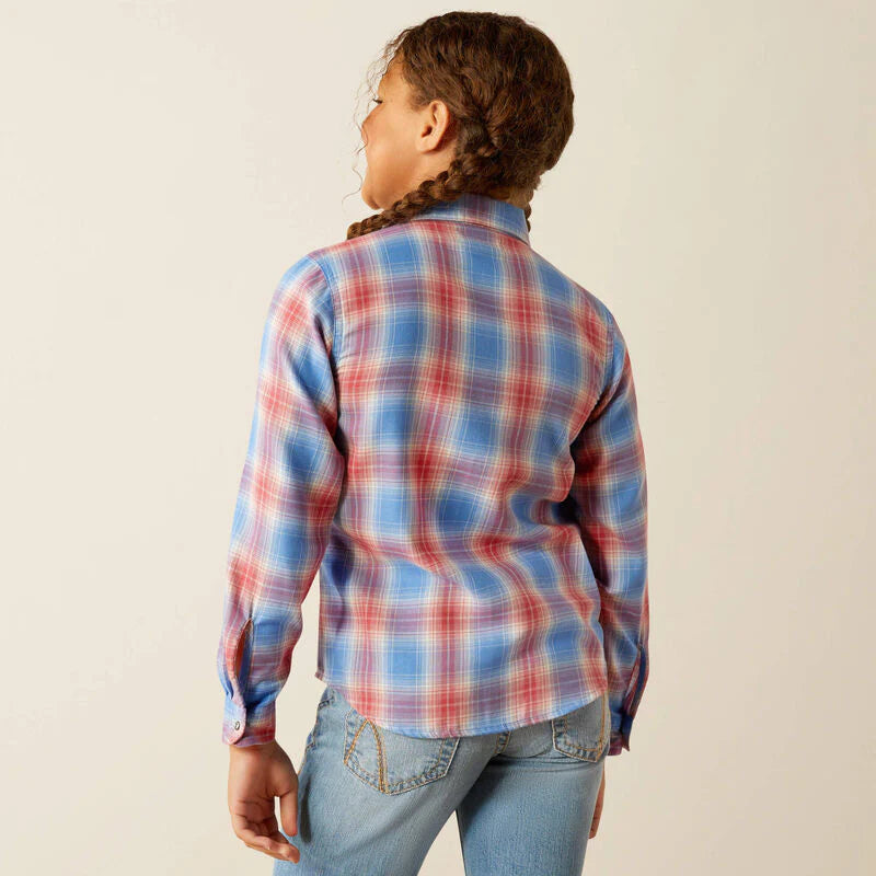 Ariat Girls Sammy Snap Long Sleeve Shirt Berry Plaid