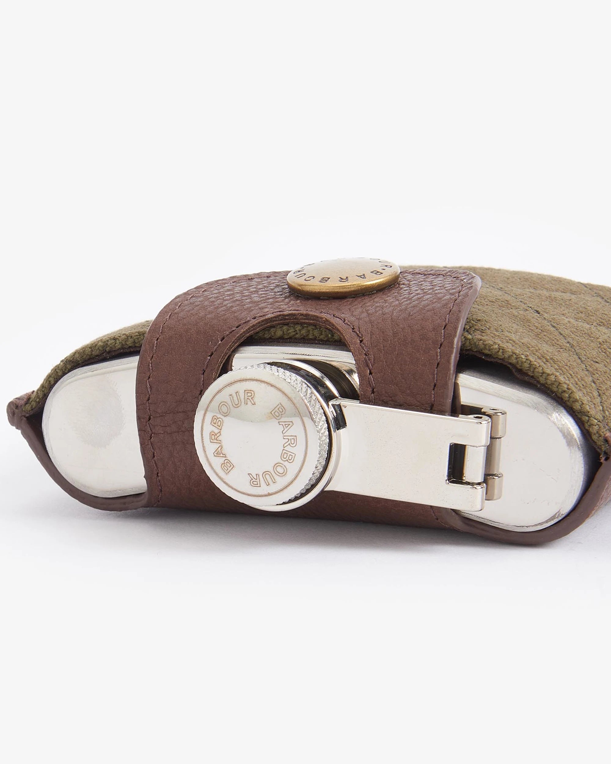 Barbour Padbury Quilted Hip Flask Dark Brown/ Olive