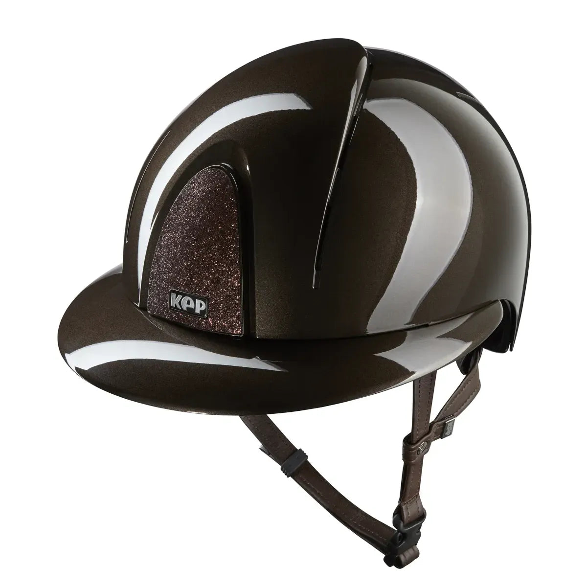 Kep Smart Nova Riding Helmet Star Brown - Polish Brown - Brown Strap - Polo Peak