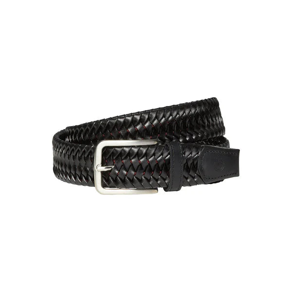 CT Mens Leather Stretch Stripe Belt Black M