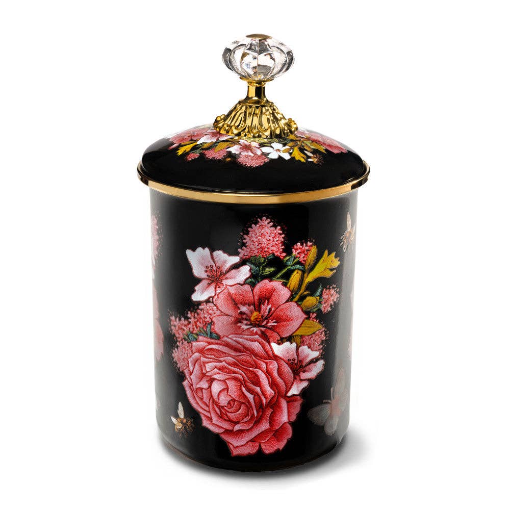Blue Stallion Farm Floral Bouquet Enamel Canister Jar