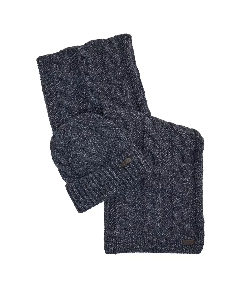 Barbour Jesmond Beanie & Scarf Gift Set Navy