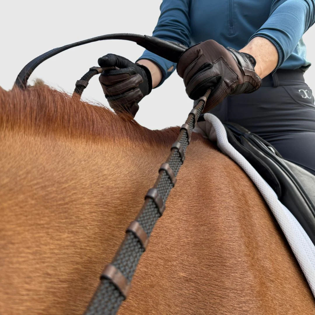 Correct Connect Sure Grip Rubber Rein 1" Hand Stop - Brown