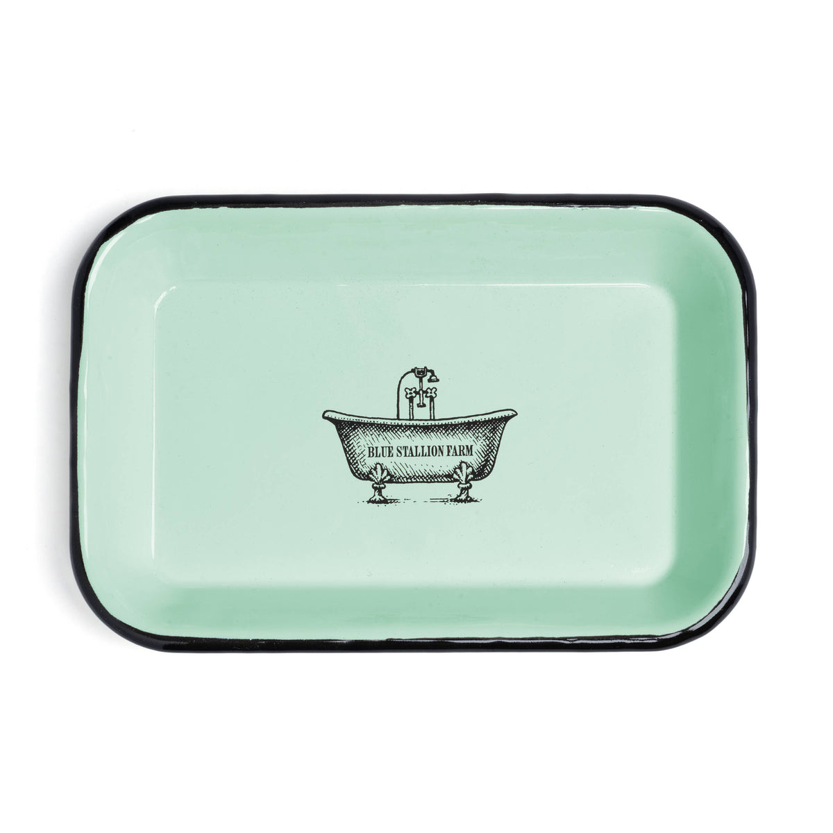 Blue Stallion Farm Green Enamel Bar Soap Caddy Tray