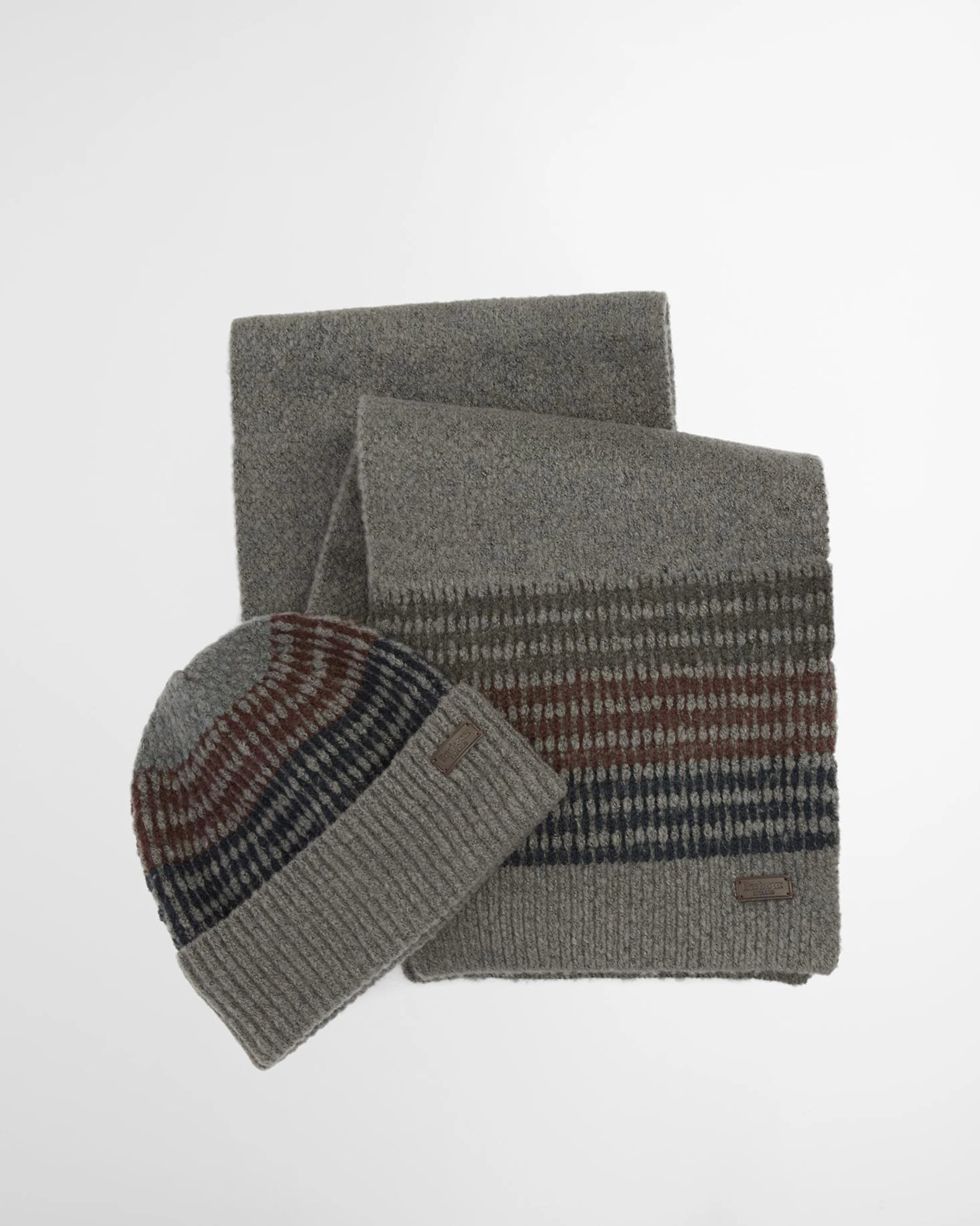 Barbour Branton Beanie & Scarf Gift Set Midnight Oak