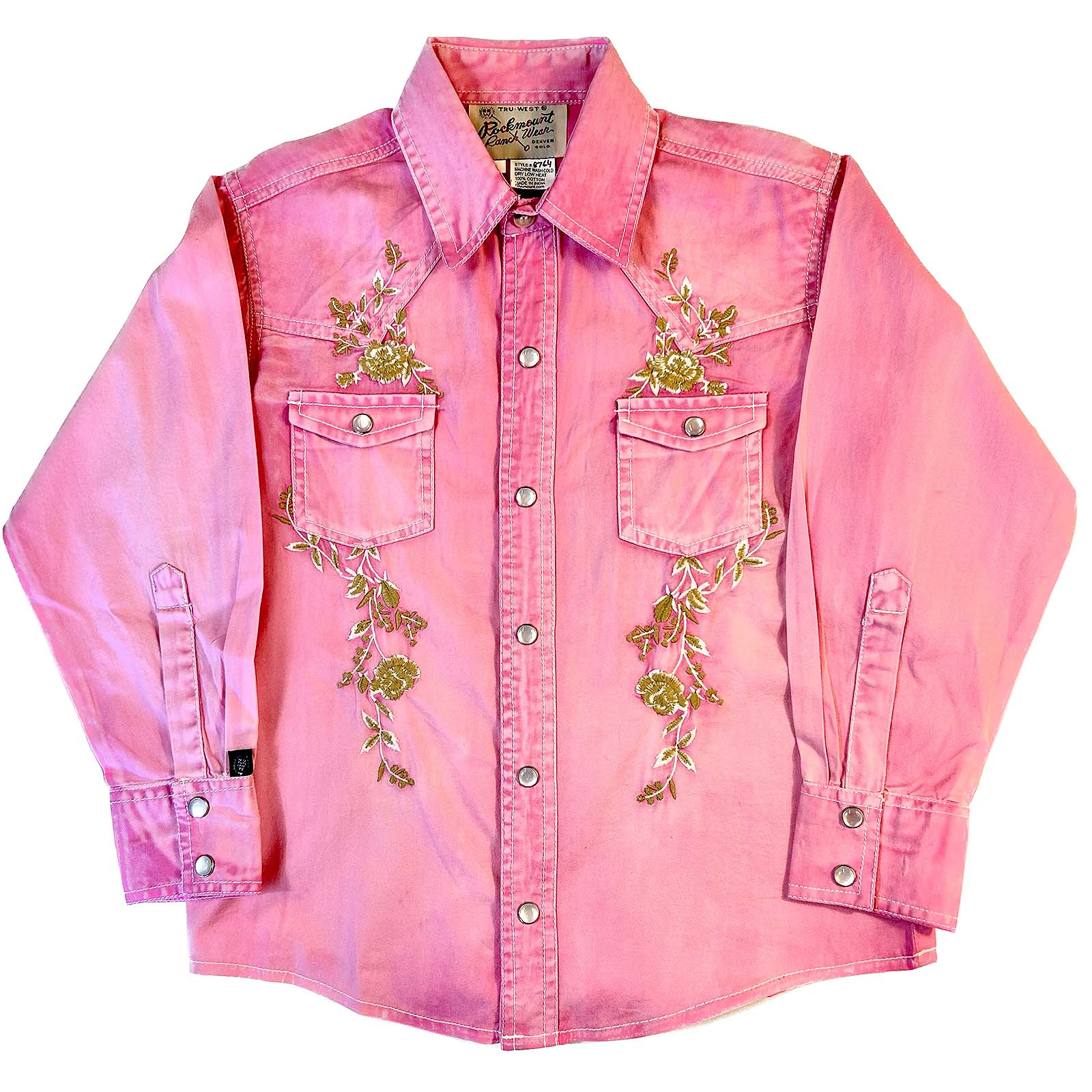 Rockmount Ranch Wear Kids Vintage Pink Flowers Shirt