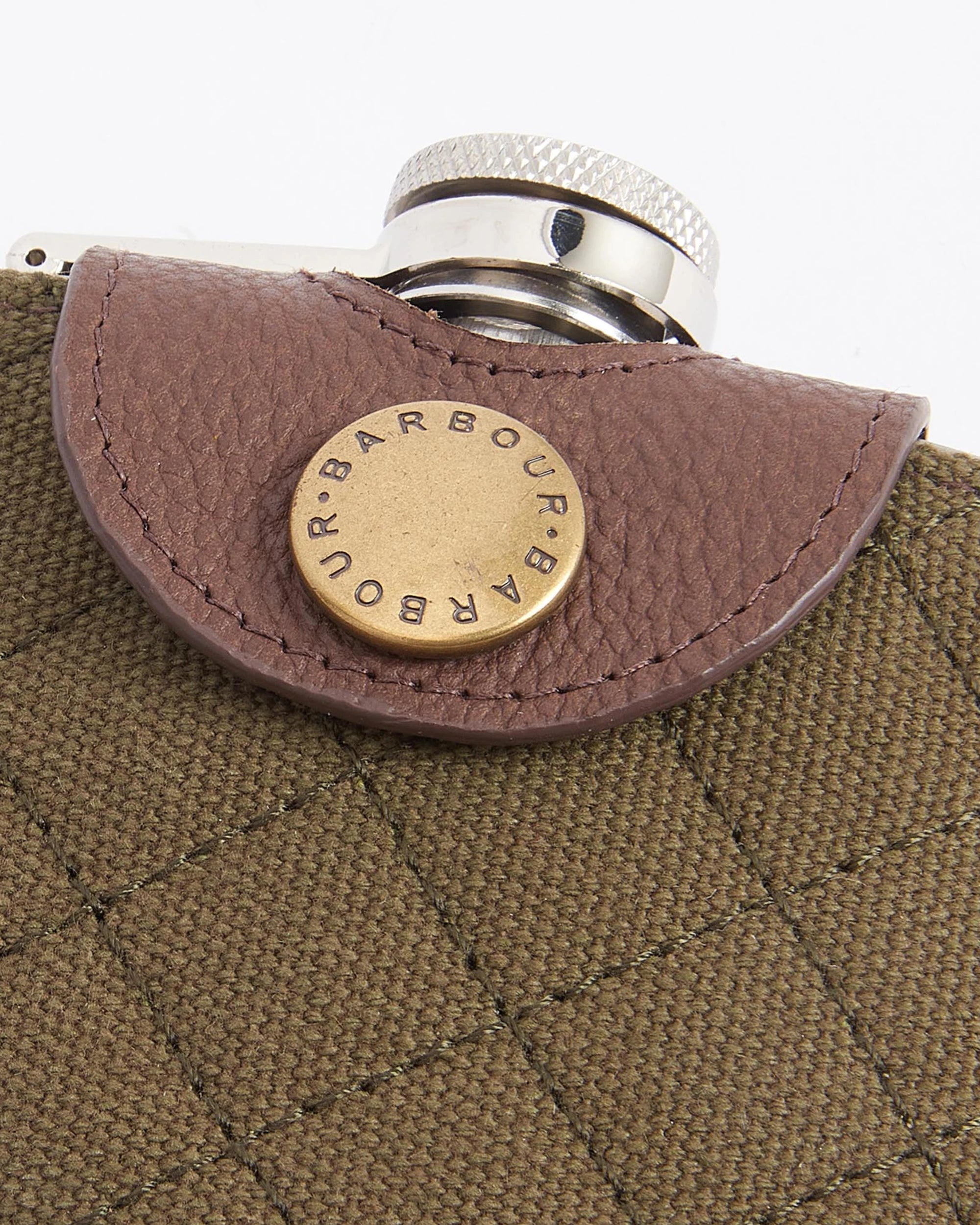 Barbour Padbury Quilted Hip Flask Dark Brown/ Olive