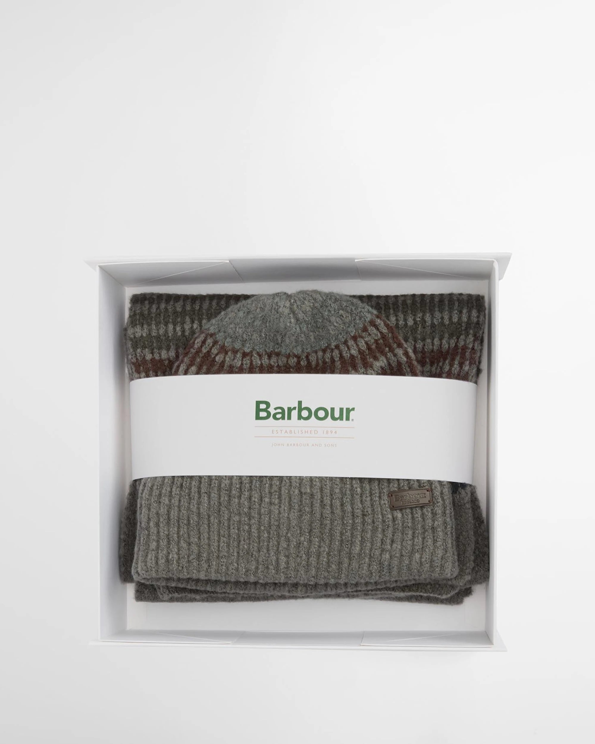 Barbour Branton Beanie & Scarf Gift Set Midnight Oak