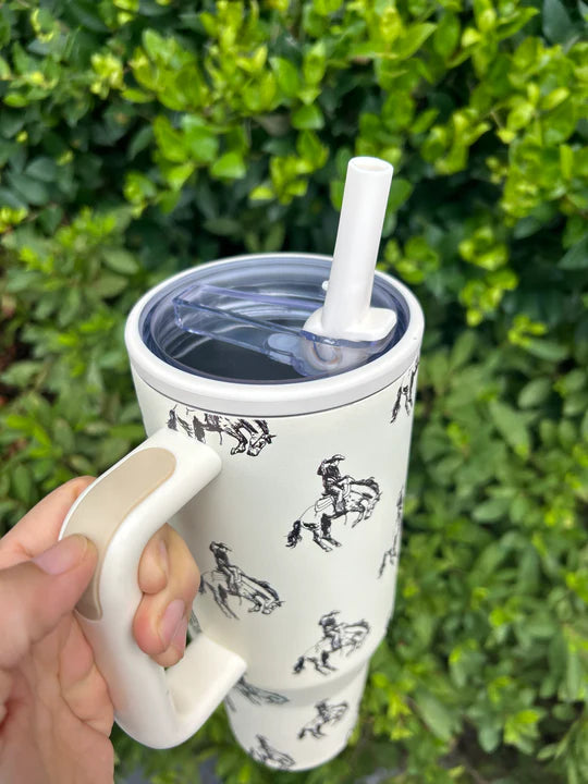 Bridle Up Hope Buckin' Bronco Western Tumbler 40 oz