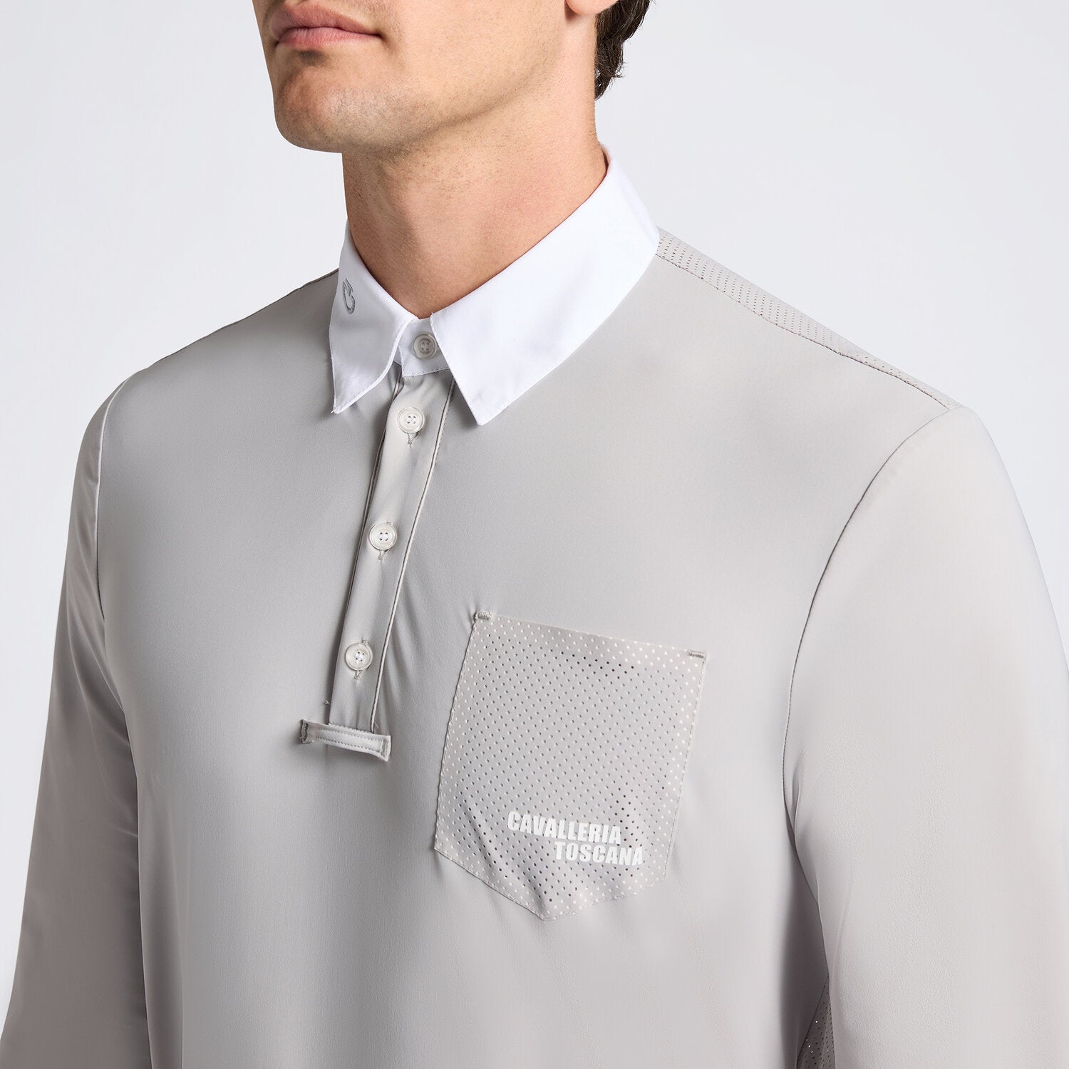 CT Mens Jersey LS Competition Shirt w Perforated Pocket Grey 39