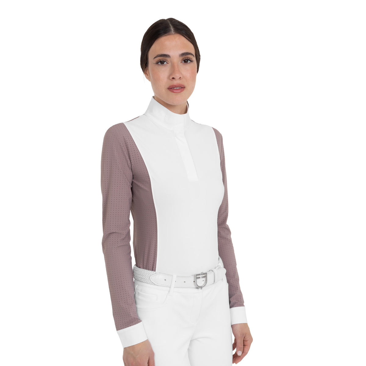Equestro Women's Hunter Long Sleeve Competition Polo Shirt - Antler