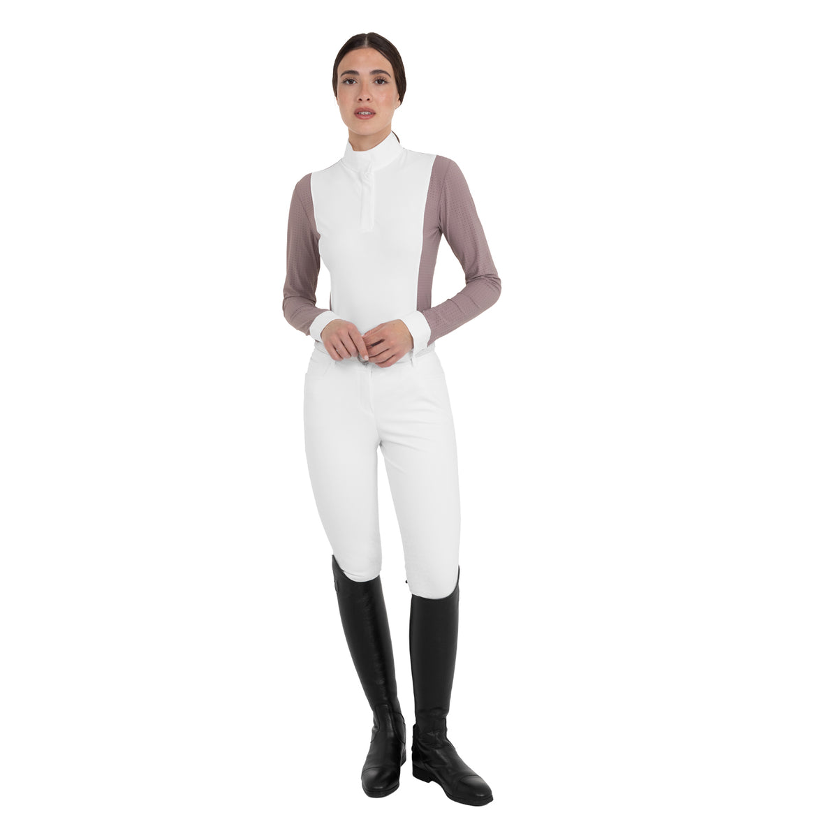 Equestro Women's Hunter Long Sleeve Competition Polo Shirt - Antler
