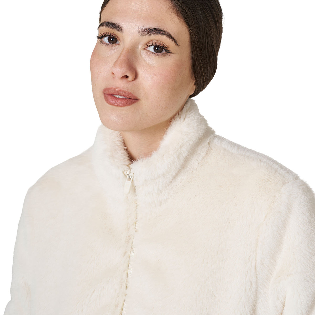 Equestro Women's EcoFur Jacket - Antique White