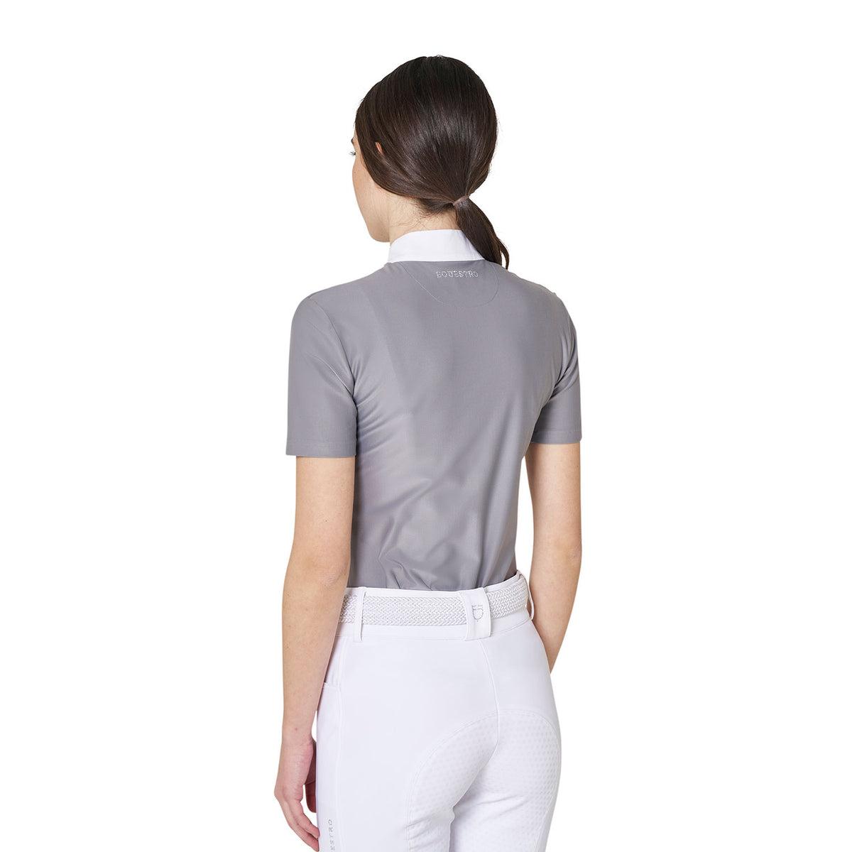 Equestro Women's Stones Tape Competition Short Sleeve Polo Shirt - Frost Grey