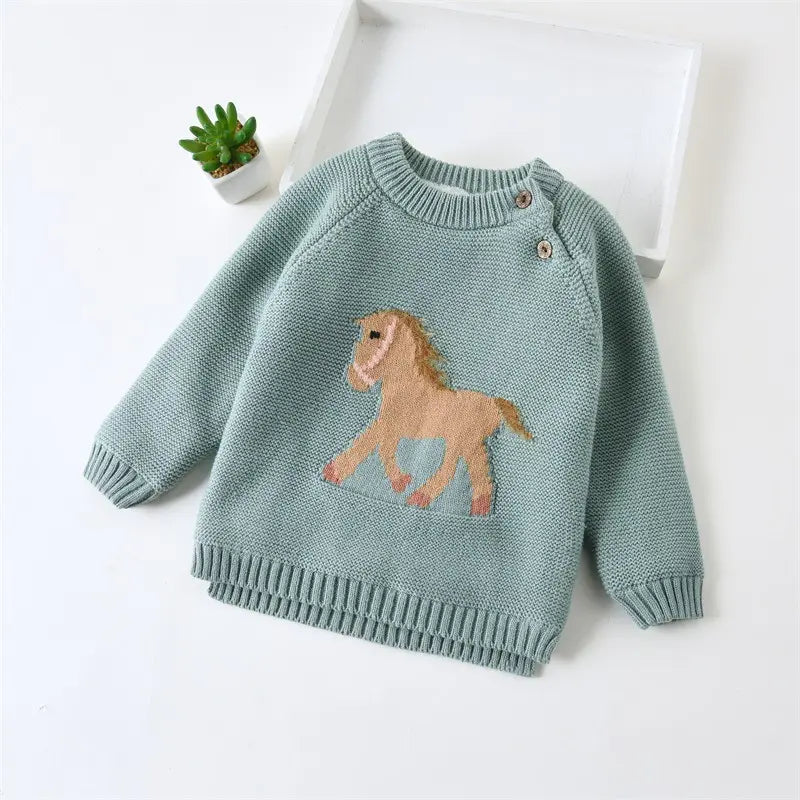 Bridle Up Hope Gwenny Horse Sweater Seafoam